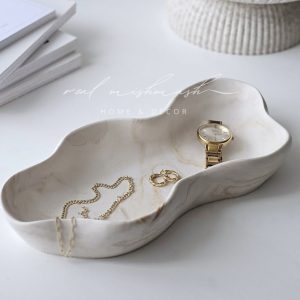 ONDÉ - Wavy Tray, Marble Bowl, Handmade Gift, Shelf Decoration, Entryway Key Dish, Trinket Tray